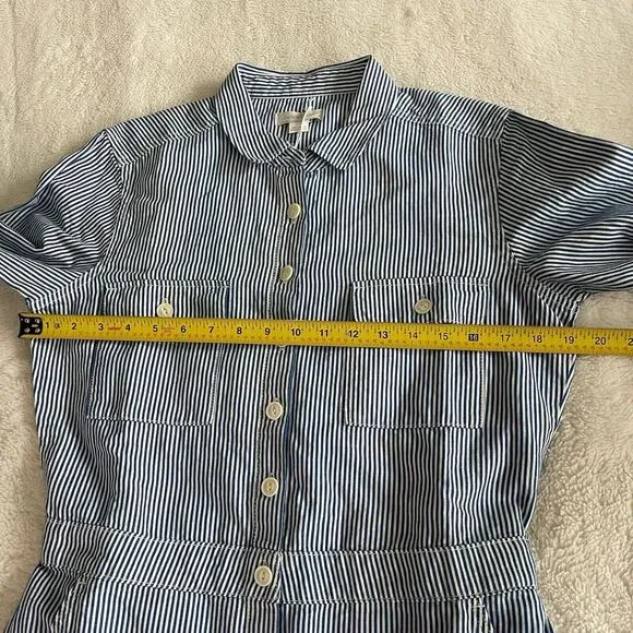 Outerknown S.E.A Suit Organic Cotton Linen Blend Striped Blue Coverall  Sz S NWT - Picture 3 of 12